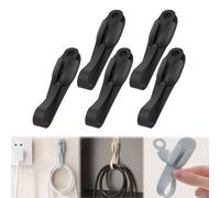 Wall Mounted Punch-Free Adhesive Removable Cord Holder Organizer, Cable Clips, Cord Organizer Cable Management Self Adhesive Cable Holder, Electric Wire Organiser, Cable Organiser Clips (Black, 5PCS)
