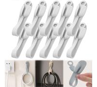 Wall Mounted Punch-Free Adhesive Removable Cord Holder Organizer, Cable Clips, Cord Organizer Cable Management Self Adhesive Cable Holder, Electric Wire Organiser, Cable Organiser Clips (White, 10PCS)