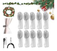 Wall Mounted Punch-Free Adhesive Removable Cord Holder Organizer, Command Cord Bundlers for Garland,Cord Organizer for Appliances,Damage Free Hanging Cord Organizer,Adhesive Cable Clips (10,Clear)