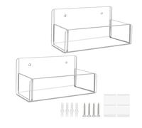 Wall Mounted Rack, 2-Piece Clear Acrylic Organizer, 9x2.9x2.8 Inches Kitchen Storage, Space-Saving Holder for Apartment Cooking Area, Pantry, Cabinet Door, Food Prep Station, and Condimen