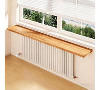 Wall Mounted Radiator Cover Shelf - Rectangular Wooden Top Shelf with Metal Brackets for Living Room & Bedroom Stylish Yellow Finish 60x30cm (24x12in)