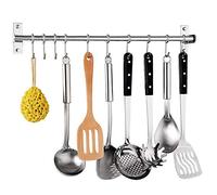 Wall-Mounted Rail Rack Stainless Steel Hanger with Sliding Hooks Utensil Hanging Hook Organizer for Home Bathroom Kitchen (8 Hooks)