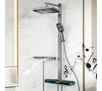 Wall Mounted Rain Shower Set with Touch Control Panel and Multiple Water Outlets for High-End Bathroom Renovation