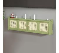 Wall-Mounted Rattan Router Shelf - Stylish WiFi Storage Box & Cabinet for Home/Office Decor - Easy Install Green 31.5in Router Hider for Living Room