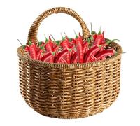 Wall Mounted Rattan Storage Baskets - Boho Hanging Wicker Onion Garlic Bins | Decorative Fruit Organizer Box for Kitchen Pantry, Natural Window Décor, Farmhouse-Style Wall Basket for Ginger, Ve