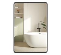 Wall mounted rectangular mirror with aluminium frame and safety film