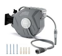 Wall Mounted Retractable Auto Rewind Garden Water Hose Reel Watering Spray Tool by Crystals (20 Meter)