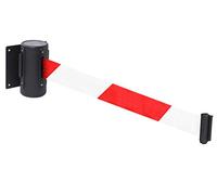 Wall mounted retractable barrier 4.6m red/white webbing 50mm wide c/w screw in wall clip