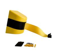 Wall Mounted Retractable Barrier Belt, Crowd Control Safety Barrier Tape, Yellow/Black Striped Caution Belt for Separated Region/2M/6.5Ft
