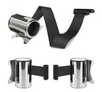 Wall Mounted Retractable Barrier Queue Control System Stainless Steel Crowd Management Belt 2m Nylon Tape for Banks Hotels Schools(Red 5m)