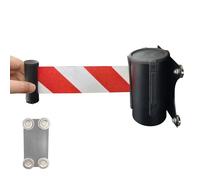 Wall Mounted Retractable Belt Barrier - 10FT/16.4FT/33FT Indoor & Outdoor Crowd Control Safety Solution Temporary Queue Management Tool (Black)