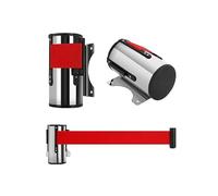 Wall Mounted Retractable Belt Barrier 4 8M Red Safety Queue System with Stainless Steel Housing Ideal for Crowd Control in Banks Parks Hotels and Galleries