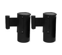 Wall Mounted Retractable Belt Barrier Black 2pcs 2 Meter