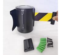 Wall Mounted Retractable Belt Barrier Crowd Control Ribbon Barrier Extendable Chevron Tape with Safety Brake,Stanchion Belt Retractable Belt Barrier - Wall Mount Safety Cordon with Long-Last