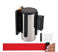Wall Mounted Retractable Belt Barrier-Retractable Belt Barrier with Red Belt, 3 Directions of Isolation Belt Can Be Changed Freely(B,2M/6.5FT)