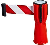 Wall mounted retractable belt barrier， Road Cone 10M Isolation, Warning Belts Crowd Control for Public Sporting Events, Parades, Potentially Hazardous Areas(Red)