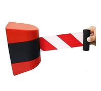 Wall Mounted Retractable Belt Barrier - Safety Role Tape with ABS Housing Red & White Ideal for Museums Factories Cinemas - 5m Length