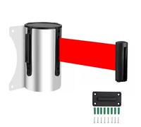 Wall Mounted Retractable Belt Barrier with 2M/3M/5M Red Belt-Crowd Control Wall Barrier for Indoor Outdoor Grocery Retail Store Stadium School(B,5M/16.4FT)