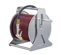 Wall Mounted Retractable Hose Reel, Automatic Rewind, Any Length Lock, with 5-Function Sprayer Nozzle for Garden, Yard, Lawn(A)