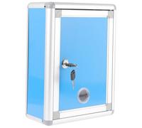 Wall Mounted Retro Blue Suggestion Box, Aluminum Alloy with Lock