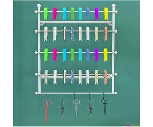 Wall-Mounted Ribbon Storage Organizer Rack, 5-Tier Display Stand for Wrapping Paper Rolls, Space-Saving Vinyl Roll Holder