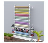 Wall Mounted Ribbon Storage Rack with Hanging Shelf for Craft Room, Gift Wrapping, and Retail Store Organization