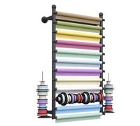 Wall Mounted Ribbon Storage Rack with Hanging Shelf for Craft Room, Gift Wrapping, and Retail Store Organization