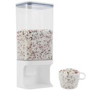 Wall Mounted Rice Storage Containers - 1500 ML Transparent Sealed Dispenser with Lid and Cup for Home Kitchen