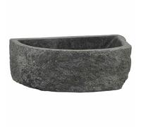 Wall Mounted River Stone Basin Grey 45 x 35 x 15 cm with Pre-Drilled Drain Durable and Scratch Resistant for Bathroom and Guest Bathroom Modern Design Compact and Space Saving