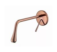 Wall-Mounted Rose Gold Sink Faucet, Hot & Cold Water Mixer, Elegant Brushed Gold Waterfall Tap, Stylish Bathroom & Kitchen Fixture for Modern Decor