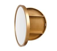 Wall-Mounted Round Bathroom Mirror Cabinet with Storage - 50cm Brown Vanity Mirror for Organized Restroom, Stylish Wall-Mounted Storage Solution for Any Bathroom Decor