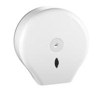 Wall Mounted round Paper Holder ABS White with Level Window | Toilet Tissue and Jumbo Rolls, Splash Protection, Commercial Bathrooms, Public Places, Refill Reminder