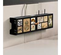 Wall Mounted Router Storage Box, Wooden WiFi Box Hider, Socket Hider Rack, Cable Management Organizer, with Cabinet Door Design, for Living Room, Office, Bedroom(Black 1,60cm/23.6in)