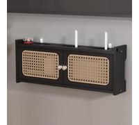 Wall Mounted Router Storage Box - Wooden WiFi Router Cabinet & Modem Rack Cover - Invisiblefor Home & Office - 23.6" Black WiFi Box Hider for Clutter-Free Spaces