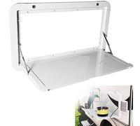 Wall Mounted RV Table 31.5x17.7 inch, Premium Aluminum Alloy Folding Outdoor Dining Kit, Lockable Space Saving Desk for Camper Motorhomes Trailers, Sturdy 55lbs Capacity Portable Work Station