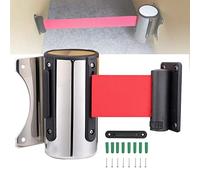 Wall Mounted Safety/Security Barrier Belt, Sport Red Post Wall Mount Retractable Ribbon Stainless Steel Wall Mount for Airports, Banks, Restaurants and Hotels (2/3/5m) (3M)