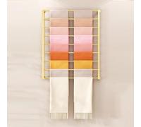 Wall-Mounted Scarf Display Rack 47" High Scarf with Removable Crossbar Tie Hijab Silk Shawl Holder for Home & Commercial Use - Elegant Gold Finish
