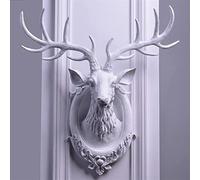 Wall Mounted Sculpture Art Decor Stag Head Wall Mount Environmentally Friendly Resin Animal Head Wall Decor Suitable For Family, Hotel, Bar (Color : White, Size : 60 * 20 * 66cm)
