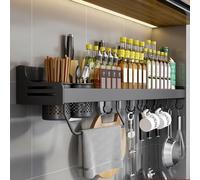 Wall Mounted Se Rack Adhesive or Screw Installat Black Kitchen Se & Condiment Jar Holder 80 cm Maximize Your Space & Keep Ses Accessible