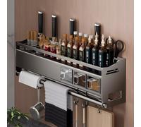 Wall Mounted Se Rack Metal Sto Shelf with Knife Holder Paper Towel Hoo & Se Jar Holder for Kitchen Sto &