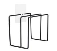 Wall-mounted Self-adhesive Lid Cutting Chopping Board Rack Holder Kitchen Accessories(black)