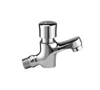 Wall-Mounted Self-Closing for Public Bathroom, Chrome Finish, Water-Saving Delay Tap, and Eco-Friendly Sink Fixture