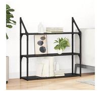 vidaXL 80cm 3 Shelf Black Oak Wall Shelf