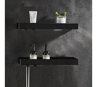Wall Mounted Shelf Shower Caddy - Floating Storage Rack with Hook for Bathroom & Kitchen Organization