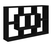 wall-mounted shelf - sleek black oak finish engineered wood - perfect for living room/office/bedroom - modern rectangular - multi-purpose display for books and decorations