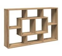wall-mounted shelf - sleek black oak finish engineered wood - perfect for living room/office/bedroom - modern rectangular - multi-purpose display for books and decorations