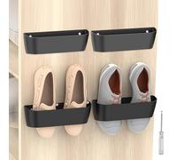 Wall Mounted Shoes Rack, 4pcs Motorhome ShoeHolder, WallShoe RackShoe Hooks Self Adhesive/Drilling 2Ways Installation Caravan Accessories Essentials Gadgets for Entryway Over the DoorShoe Hangers
