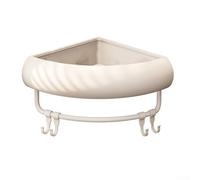 Wall Mounted Shower Corner Rack, Cream Style Bathroom Storage With Curved Shape, Fast Drainage Hollow Design, 6.5cm Safety Guardrail, Drill Setup For Washbasin, Beige Aluminum Abs Construction(B)