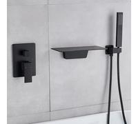 Wall Mounted Shower Faucet Set Chrome Bath Shower Mixer with Waterfall Design Complete Bathroom Tap Set with Shower Mixer and Sink Faucet for Modern Bathrooms LWX