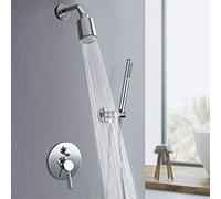 Wall-Mounted Shower Faucet System Set Brushed Gold Rainfall Shower Mixer Cold Hot Brass Bath and Shower Mixer Tap Bathroom Faucet Shower System Set with Shower Head and Shower Hose,Gold，Chrome